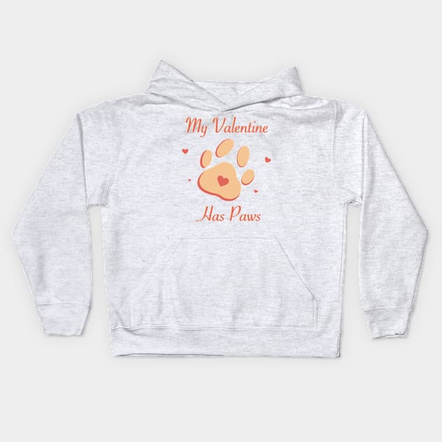 My Valentine Has Paws Kids Hoodie by Xatutik-Art